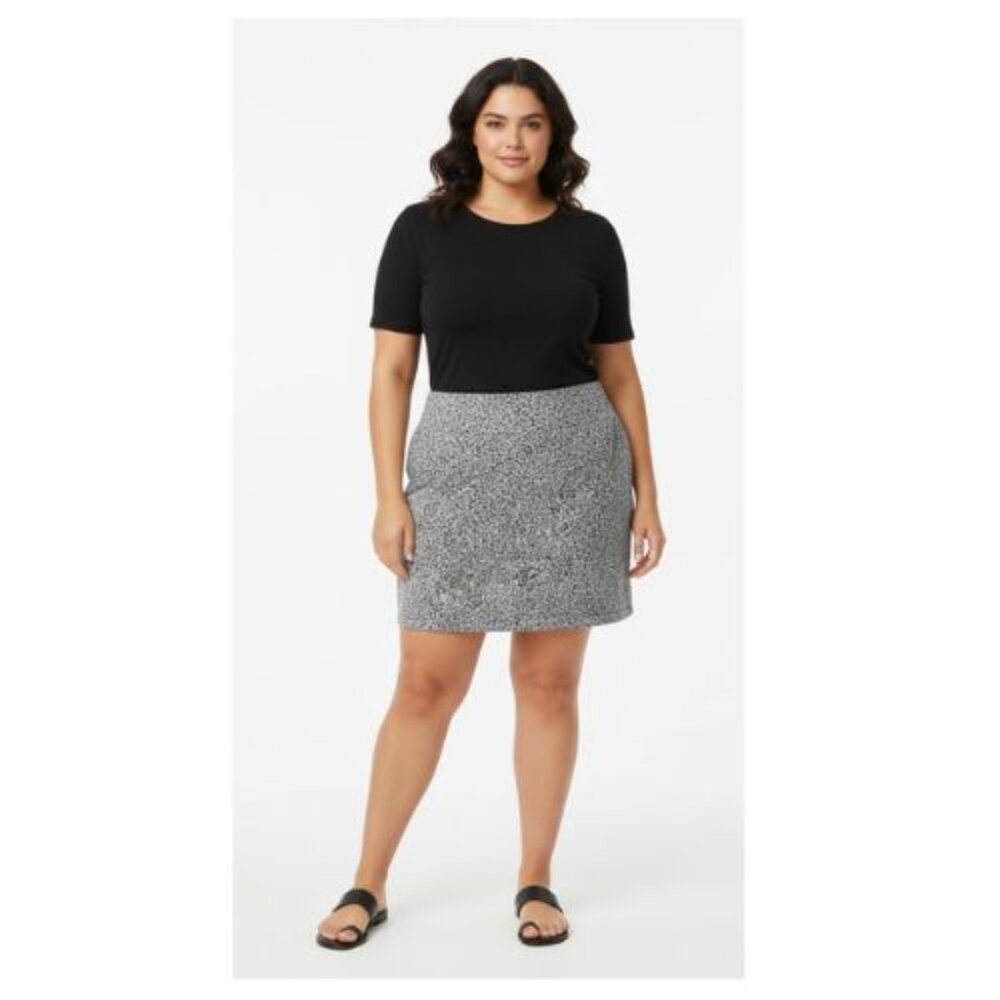 G 21 Plus size XXL Women's Leopard Print Gray Black Cotton Skirt Stretchy